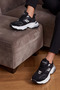 Urban Motion Black and White Thick Sole Sneaker Black