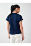 Navy Blue Striped Patterned Sleeveless V-Neck Knitted Sweatshirt - 5