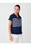 Navy Blue Striped Patterned Sleeveless V-Neck Knitted Sweatshirt - 3
