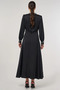 Draped Embroidered Satin Dress Black - 4