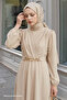 Double Breasted Collar Chain Belted Stone Dress - 2