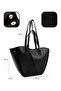Black Shk262 Faux Leather Snap Fastener Large Single Compartment Wallet Hand, Arm and Shoulder Bag - 4