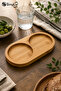 2-Compartment Bamboo Oil Container Base 23×12 cm