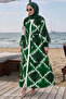 Marbled Emerald Green Viscose Dress with Punt on the Front - 3