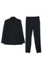 Black Single Button Detailed Jacket, Slim Fit Trousers Suit with Pocket Detail - 7