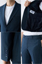 7 Drop Slim Fit Mono Collar Striped Suit - 4