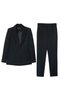 Black Single Button Detailed Jacket, Slim Fit Trousers Suit with Pocket Detail - 6
