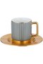 Al Saif Gallery porcelain coffee cup set, gold steel saucer, 12 pieces - gray - 3