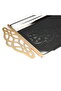 Al Saif Gallery steel tray set with a gold handle, two pieces, rectangular, engraved - silver - 3