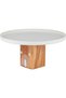 Al Saif Gallery Stainless Steel Serving Stand, 26.5x26.5x12.5 cm, Wooden Base - Off-White Wood - 3