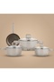 aluminum pots set with glass lid, 7 pieces - beige