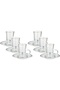 Al Saif Gallery Glass Tea Set, 13cm, 12 Pieces, Porcelain Saucers - White/Blue