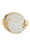 Al Saif Gallery steel topper set, 52 x 36.7 x 1.6 / 49 x 34 x 1.6 / 40 x 27 x 1.6 cm, oval, gold engraved, handle 3 pieces - silver - 2
