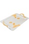 Saif Gallery Serving Tray Set with Golden Handles, 3 Pieces - Silver - 2
