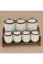 Al Saif Gallery porcelain spice box set, 7 pieces, wooden stand - beige