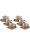 Al Saif Gallery porcelain Turkish coffee cup set, heart pattern, 12 pieces - brown