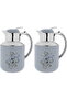 Al Saif Gallery Florya Pro thermos set, 1/0.5 liter, rose pattern, thermal glass inner shell, steel outer shell - light gray - 2