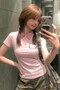 Pink Plaid Polo Collar Hello Kitty Y2K Short Sleeve Crop - 4