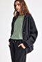 Black Back to School Relax Fit Hooded Thick Basic Plain Pocket Zipper Sweatshirt D8717Ax24Wn - 3