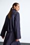 High Collar Drawstring Regular Fit Jean Look Jacket I4072Ax26Au - 5