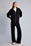 Black Back to School Relax Fit Hooded Thick Basic Plain Pocket Zipper Sweatshirt D8717Ax24Wn - 5