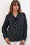 Women's Polka Dot Scarf Collar Blouse 1427 - Black