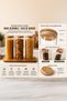 4-3 Bamboo Vacuum Lid Round Borosilicate Glass 3-Piece Jar Set Storage Container 2100ml 10X30Cm - 2