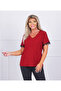 Plus Size V-Neck Cotton Blouse with Lace Detail on Sleeves - 8