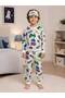 Boy's Cotton Piece Fabric White Color Captain America Patterned Sleeping Band Long Sleeve Transitional Pajamas