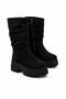 Women's Daily High-Top Comfortable Stylish Ines Black Suede Bellows Boots - 3