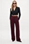 Lycra Series Flexible Elastic Waist Stretchy Burgundy Palazzo Trousers - 5