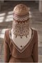 100% twill silk shawl patterned beige colored 90x90 scarf sewing method: hand stitching - 6