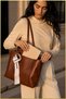 White Scarf Detailed Hand and Shoulder Bag - Tan - 7