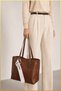 White Scarf Detailed Hand and Shoulder Bag - Tan - 3