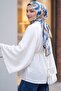Hakim Collar Belted Lined Spanish Sleeve Oversize Lyocell Tunic -White - 4