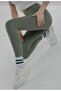 Women's Khaki High Waist Winter Fleece-lined Ribbed Leggings