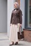 Side Tie Stone Detailed Double Breasted Collared Poplin Shirt - Dark Brown - 3