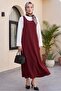 High Collar Long Sleeve Blouse Dabıl Crepe Gilet Set - Burgundy - 5