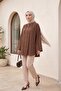 Round Neck Buttoned Spanish Sleeve Siena Tunic - Brown - 4