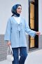 Double Lace Front Honeycomb Pattern Kimono - Baby Blue