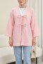Double Lace Front Honeycomb Pattern Kimono -Pink