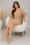 Women's Ribbed Knit Crop Sweater & Midi Dress Set - 2