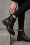 Women's Victor Black Leather Zipper Detailed Short Ankle Boots - 2