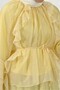 Cupra Set with Ruffled Front, Spanish Sleeve Lining, and Lace-Up Skirt - Yellow - 6