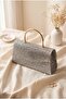 Metal handle chain envelope flap patterned glitter evening bag - grey - 3