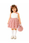 Girl's 6-Piece Set - Rose Detailed Skirt, Blouse, Bag, Buckle, Brooch, Socks Combination for Ages 3-10