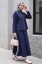 Denim Suit with Snap Fasteners on the Front and Lace Detail on the Skirt -K.Laci - 3