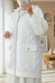 Hooded Scuba Sweat with Quilted Detail on the Front and Pockets - White