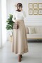 Cross-Front Double Layer Scuba Skirt - Beige