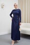 Draped Straight Satin Dress -Laci